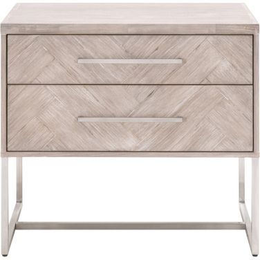 Traditions Mosaic 2 Drawer Nightstand In Natural Gray Acacia