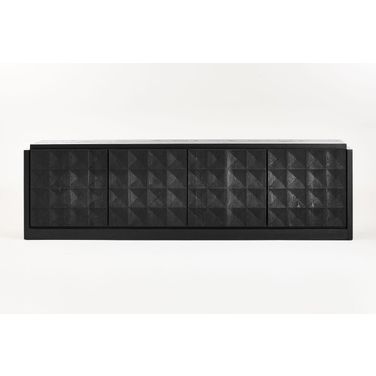 Moss Wide Sideboard Sandblasted Matte Black Pine Doors In Matte Black