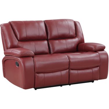 Camila Upholstered Motion Reclining Loveseat Red Faux Leather