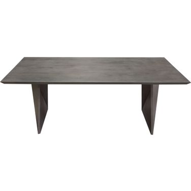 Motion Solid Mango Wood Dining Table in Smoke Grey Finish with Silver Metal Inlay