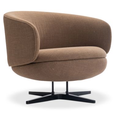 Moxi Fabric Swivel Chair In Brown
