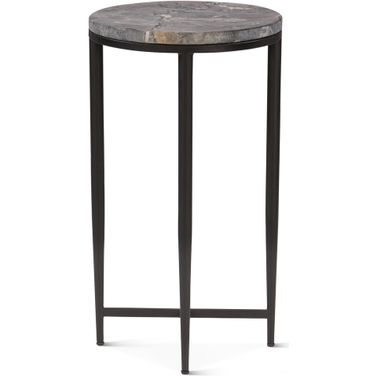 Mumbai 17 Inch Side Table In Grey Septarian with Iron Base