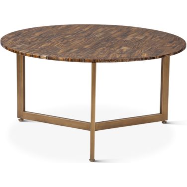 Mumbai 36 Inch Coffee Table In Tiger Eye with Iron Base