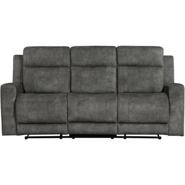 Muncie Double Reclining Sofa In Brown and Gray
