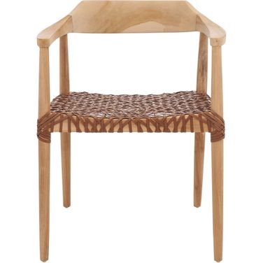 Munro Leather Woven Accent Chair in Green