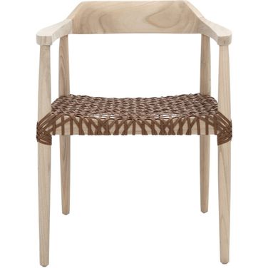 Munro Leather Woven Accent Chair in Honey