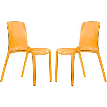 Murray Dining Chair Set of 2 In Transparent Orange
