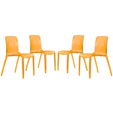Murray Dining Chair Set of 4 In Transparent Orange