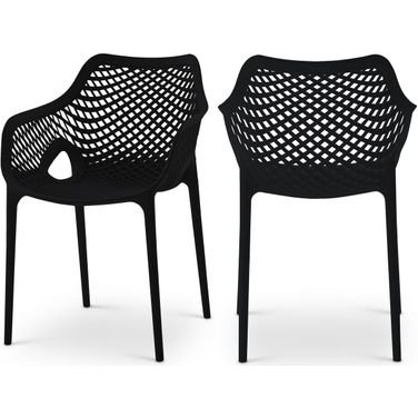 Mykonos Outdoor Patio Dining Arm Chair Set of 4 In Black
