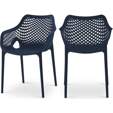 Mykonos Outdoor Patio Dining Arm Chair Set of 4 In Navy
