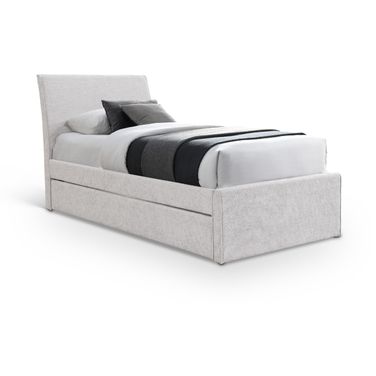 Myles Chenille Fabric Twin Trundle Bed In Cream