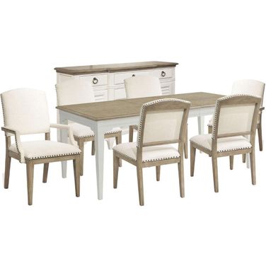 Myra Natural And Paperwhite Rectangular Extendable Leg Dining Room Set