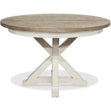 Myra Natural and Paperwhite Round Extendable Dining Table
