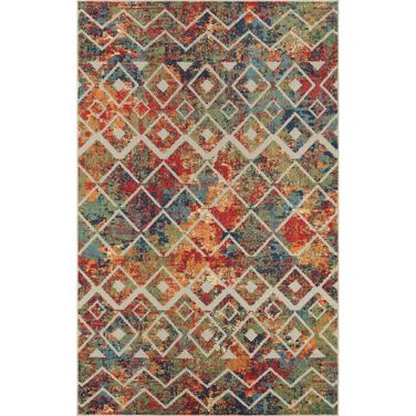 Myrta 7'10" x 9'10" Ox Bay Geometric Hi-Low Indoor/Outdoor Area Rug In Red and Multicolor