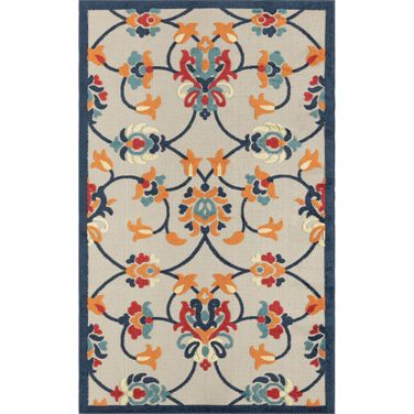 Myrta 7'10" x 9'10" Tacoma Floral High-Low Indoor/Outdoor Area Rug In Blue and Orange
