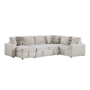 Myrtle 3-Piece Sectional with Pull-out Bed and Hidden Storage In Beige
