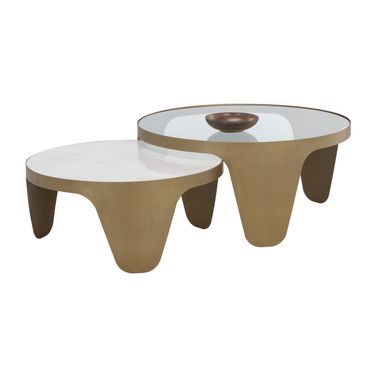 Mysaria Nesting Coffee Tables Set Of 2 In White and Clear