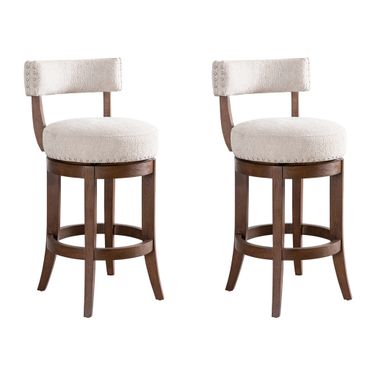 Mystic 26 Inch Counter Height Swivel Barstool Set of 2 In Ancient Stone and Brown
