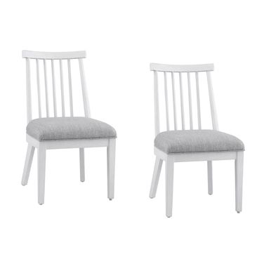 Nadine Dining Chair Set of 2 In Bright White Oak and Brushed Nickel