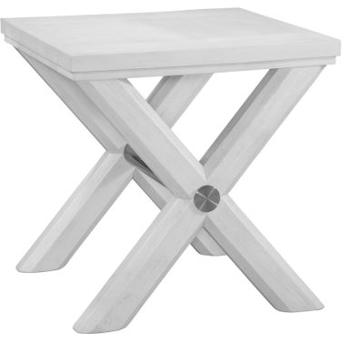 Nadine Square End Table In Bright White Oak and Brushed Nickel