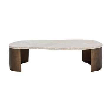 Nafisa Coffee Table In Greige and Antique Bronze