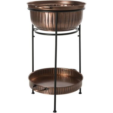 Naka Antique Copper and Black Beverage Tub with Stand