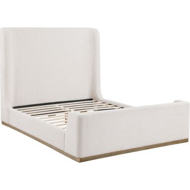 Nala Upholstered Queen Wingback Platform Sleigh Bed Cream