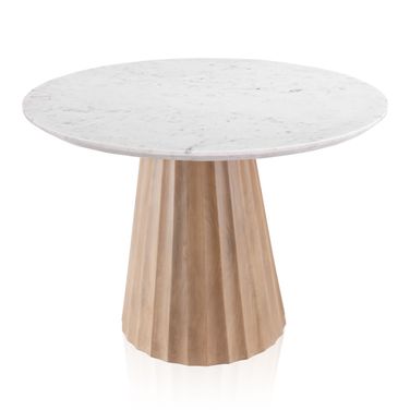 Nalani 42 Inch Dining Table In White and Natural