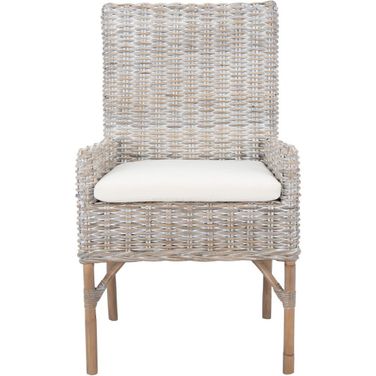 Nancy Rattan Accent Chair with Cushion in Grey