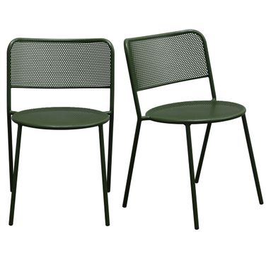 Nansen Stackable Outdoor Side Chair Set of 2 In Dark Green