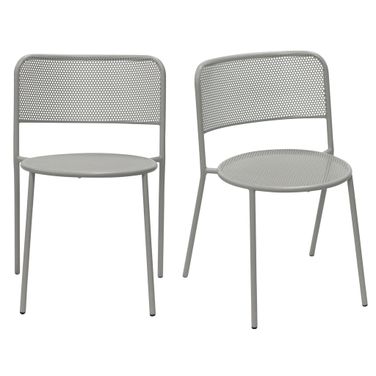 Nansen Stackable Outdoor Side Chair Set of 2 In Oyster Gray