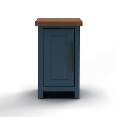 Nantucket 14 Inch Chairside Table In Blue Denim and Whiskey