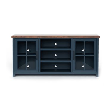 Nantucket 67 Inch TV Stand Console In Blue Denim and Whiskey