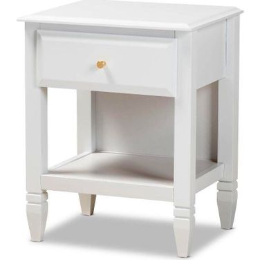 Naomi Classic and Transitional White Finished Wood 1-Drawer Bedroom Nightstand