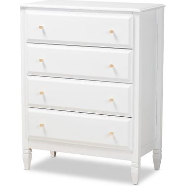 Naomi Classic and Transitional White Finished Wood 4-Drawer Bedroom Chest