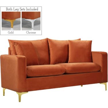 Naomi Velvet Loveseat In Cognac