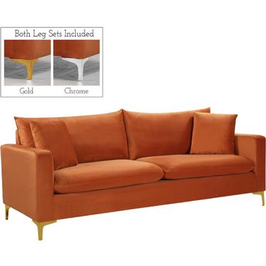 Naomi Velvet Sofa In Cognac