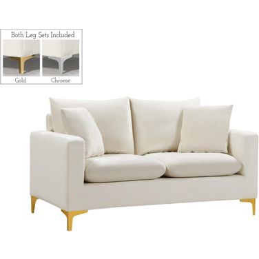 Naomi Velvet Loveseat In Cream