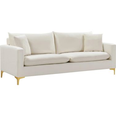 Naomi Velvet Sofa In Cream