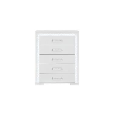 Naomi Marble Chest with LED In Silver