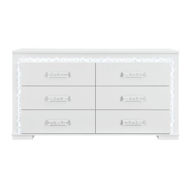 Naomi Marble Dresser with LED In Silver