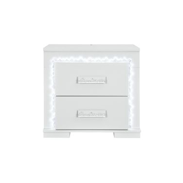 Naomi Marble Nightstand with LED In Silver