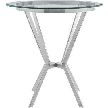 Naomi Round Glass and Brushed Stainless Steel Bar Table
