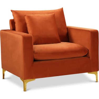 Naomi Velvet Chair In Cognac