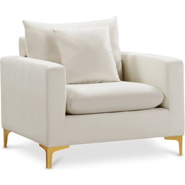Naomi Velvet Chair In Cream