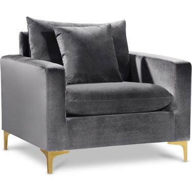 Naomi Velvet Chair In Grey