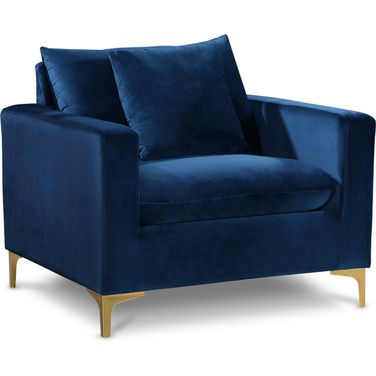 Naomi Velvet Chair In Navy