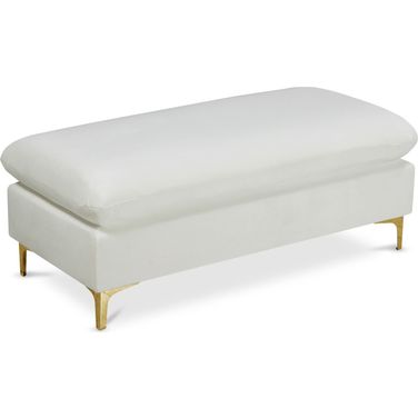 Naomi Velvet Ottoman In Cream