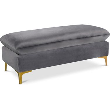 Naomi Velvet Ottoman In Grey
