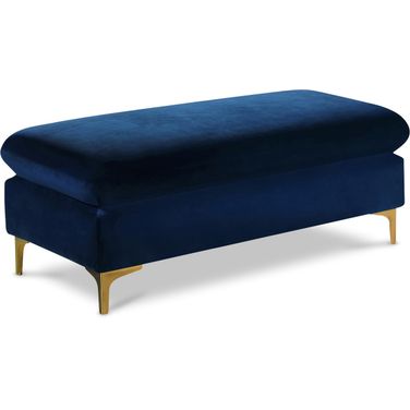 Naomi Velvet Ottoman In Navy
